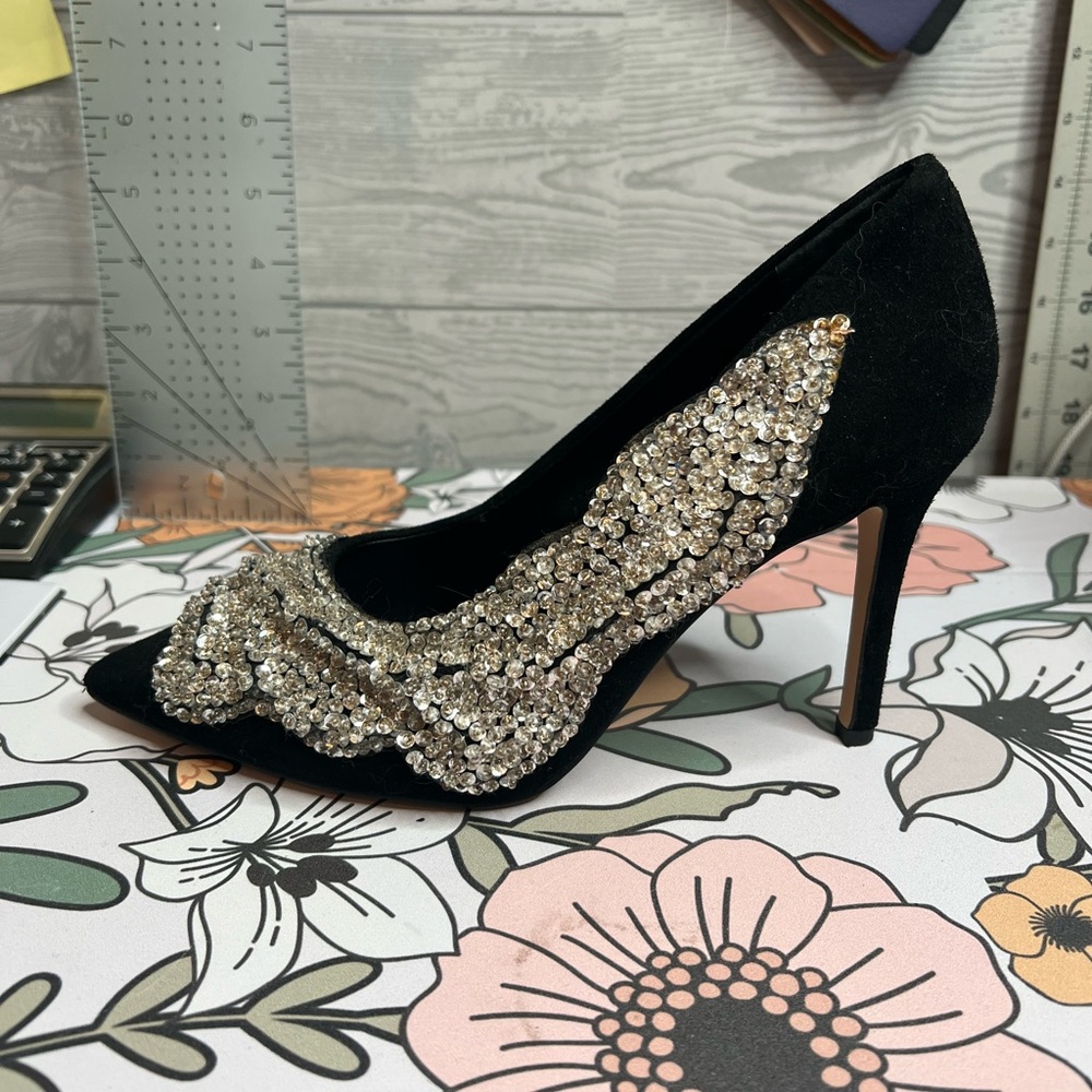 Glamorous Black and Silver Women's Heels
